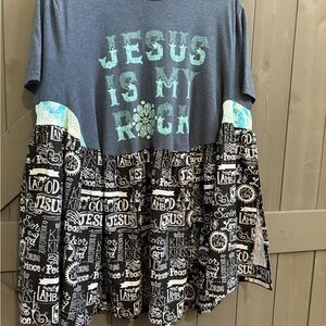 Upcycled Graphic Tee - Jesus Is My Rock - Multicolor fits up to 2x